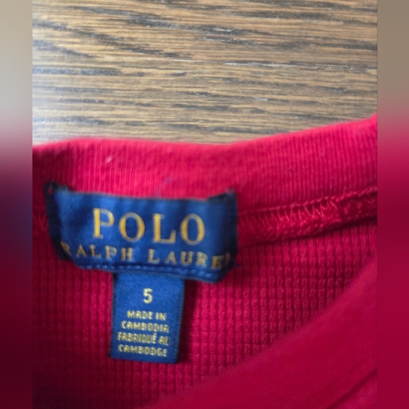 Lot Of 2 Polo by Ralph Lauren Kids Red Long Sleeve and Polo Shirt Sz.5. (P2) - Picture 3 of 5
